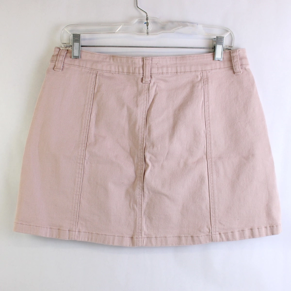 Forever 21 Dusty Pink Cotton Skirt Rose Gold-Tone Buttons Women's 31