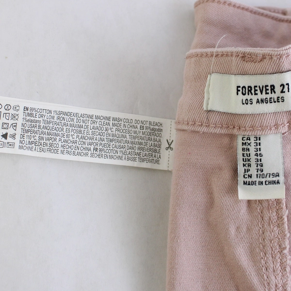 Forever 21 Dusty Pink Cotton Skirt Rose Gold-Tone Buttons Women's 31