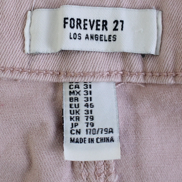 Forever 21 Dusty Pink Cotton Skirt Rose Gold-Tone Buttons Women's 31