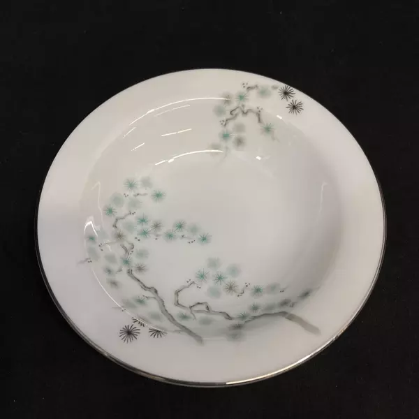 Set of 4 Vtg Noritake Pineville 5854 Fruit Bowls White Platinum Rim 5.5"