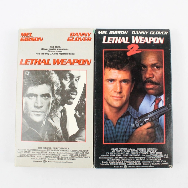 Lot of 2 VHS Tape Movies Lethal Weapon I & II Mel Gibson Danny Glover