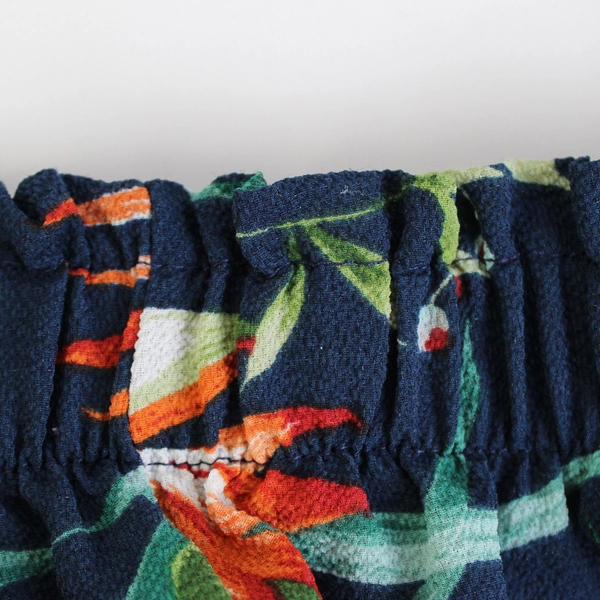 Fashion Nova Navy Blue Tropical Floral Pattern Shorts with Belt Women's Large