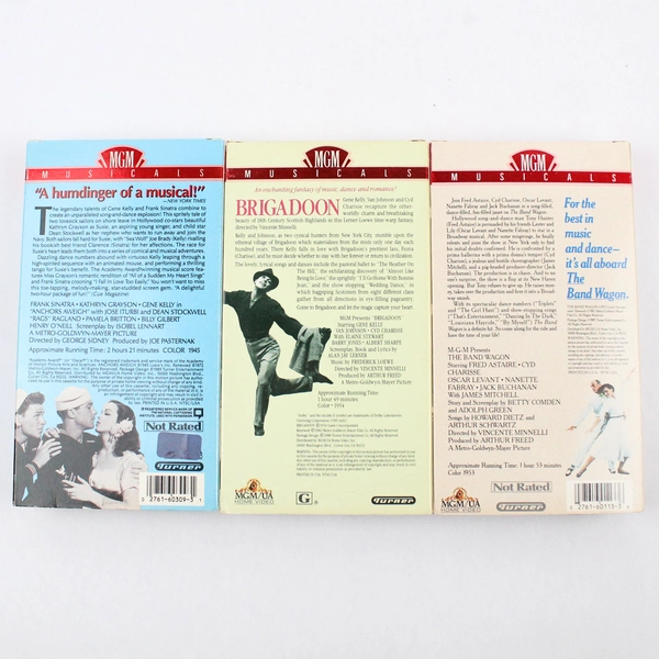 Set of 3 VHS Gene Kelly Musical Tape Bandwagon Anchors Aweigh Brigadoon