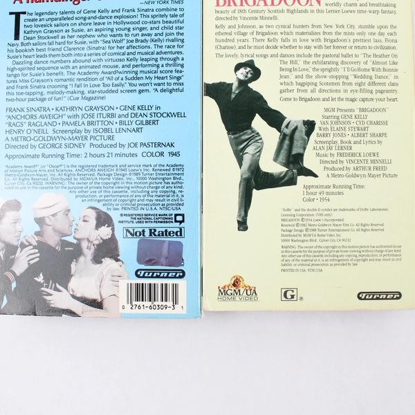 Set of 3 VHS Gene Kelly Musical Tape Bandwagon Anchors Aweigh Brigadoon