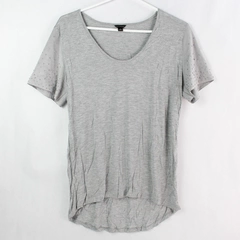 Ann Taylor Beaded Gray Short-Sleeve T-Shirt Women's Medium Good Condition