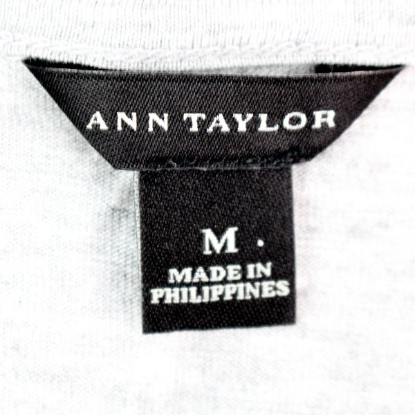 Ann Taylor Beaded Gray Short-Sleeve T-Shirt Women's Medium Good Condition