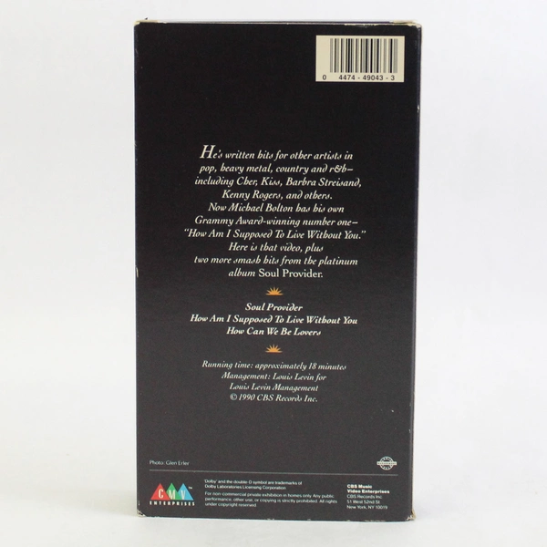 Michael Bolton Soul Provider: The Videos VHS Tape 1990