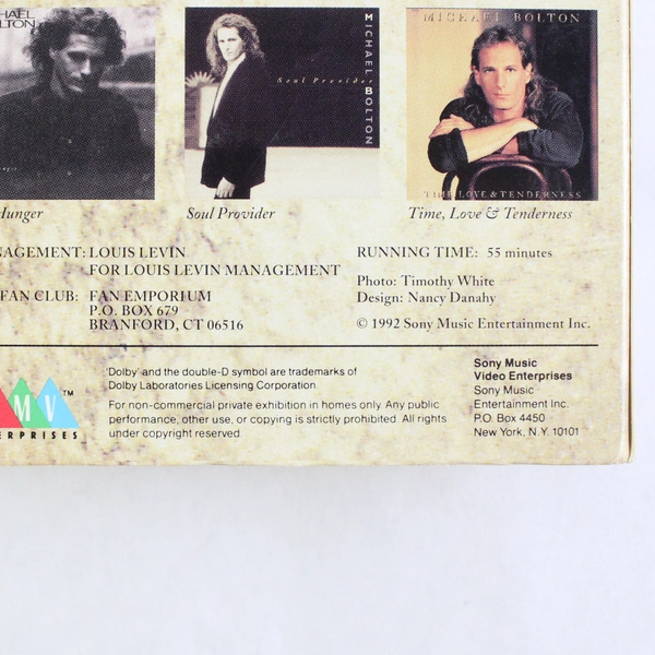 Soul & Passion VHS Video Michael Bolton 1992