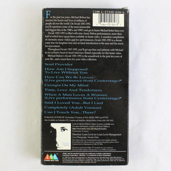 Michael Bolton Decade 1985-1995 VHS Music