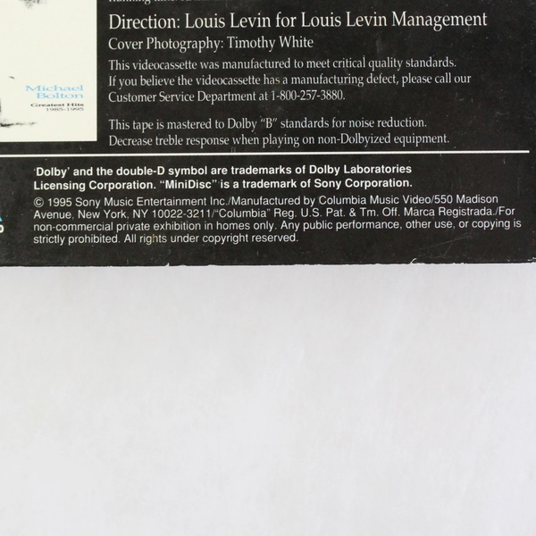 Michael Bolton Decade 1985-1995 VHS Music