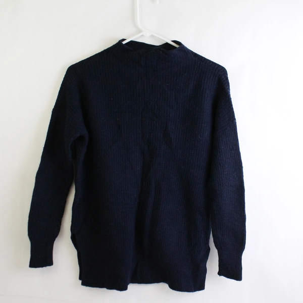 Madewell Ribbed Sweater Wool Blend Navy Blue Size XS