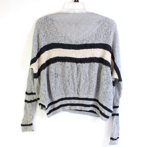 Free People Cropped Sweater Size Small Gray Striped Oversized
