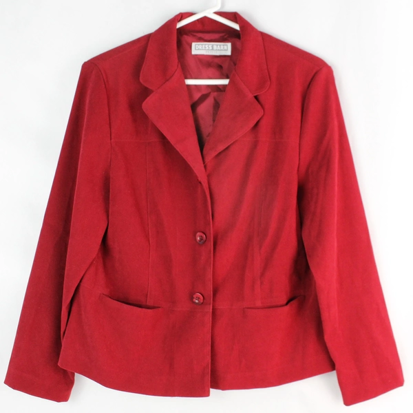 Vintage Dress Barn Petite Dark Red Blazer Jacket Size 12 with Shoulder Pads
