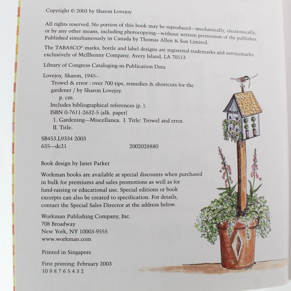Trowel & Error by Sharon Lovejoy - 700 Gardening Tips & Remedies 2003