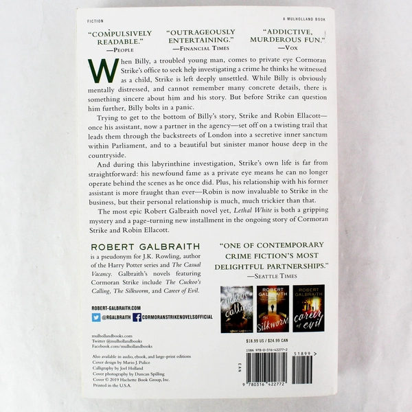 Lethal White by Robert Galbraith 2019 Paperback Mulholland Books