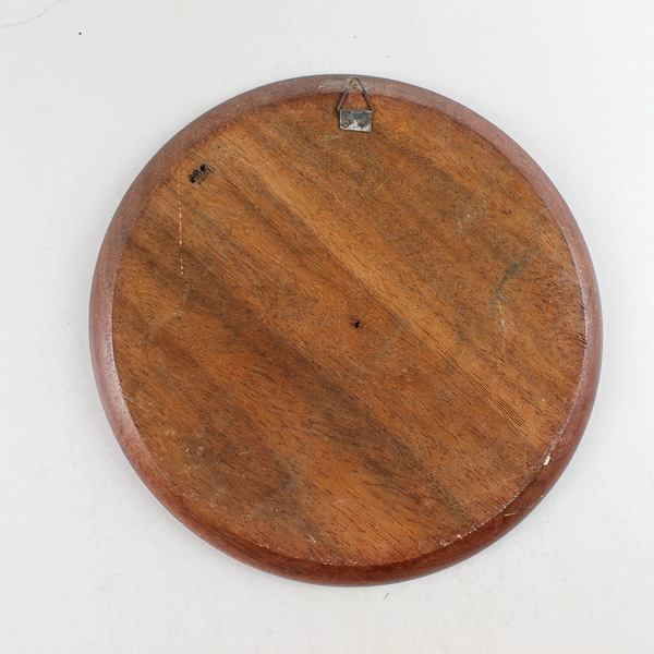 Hand Painted And Signed Round Wood Plaque Fruits And Pots 