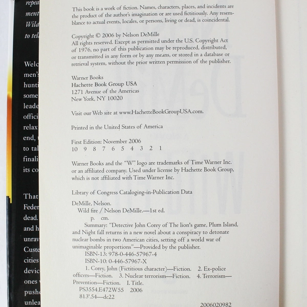 Wild Fire by Nelson DeMille 2006 Hardcover with Dust Jacket - Good Condition