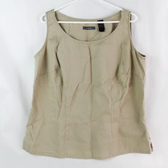 Liz Claiborne Beige Sleeveless Top Sz 14W Waffle Pullover Tank Shell