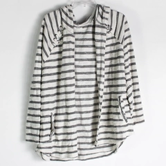 Maurices Gray and White Striped Open-Front Hooded Beach Cover Up Women's Size 2