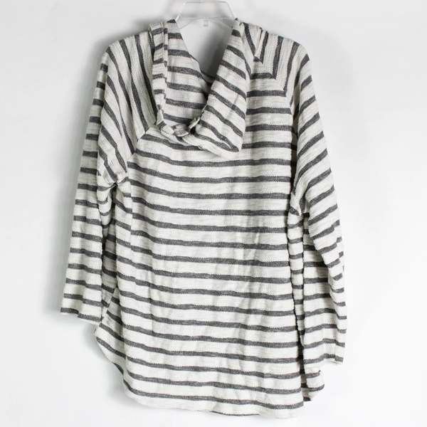 Maurices Gray and White Striped Open-Front Hooded Beach Cover Up Women's Size 2