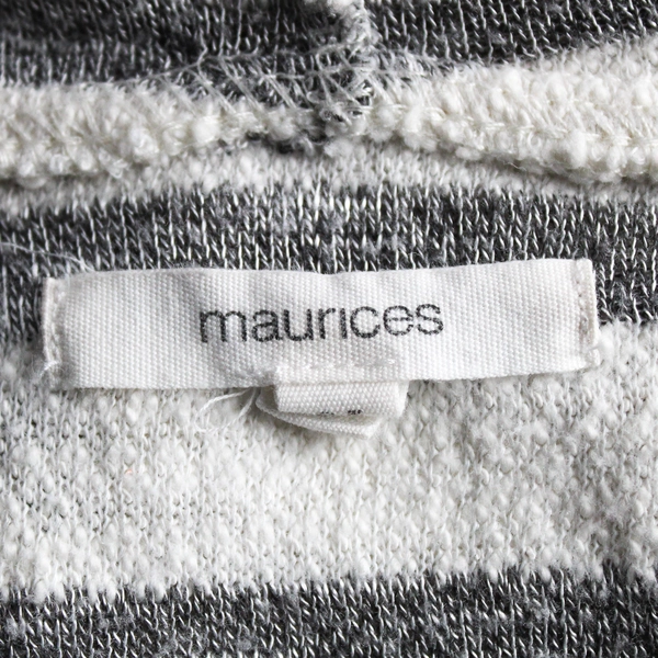 Maurices Gray and White Striped Open-Front Hooded Beach Cover Up Women's Size 2