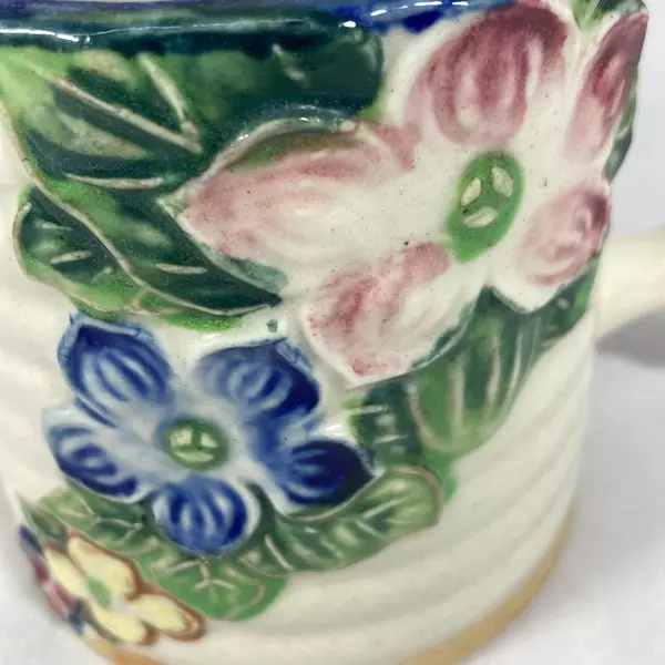 Vintage Ceramic Creamer Occupied Japan Floral Embossed Design