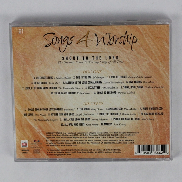 Songs 4 Worship Shout to The Lord 2-Disc Set 2001 Time Life
