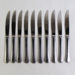Lot of 10 Reed & Barton Solid Handle Steak Knife Copley Dot Dash Stainless Steel