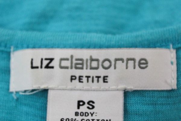 Liz Claiborne Petite Blue T-Shirt Women's Size PS, Good Condition