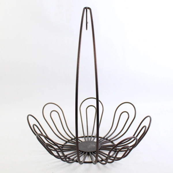 Metal Floral Shaped Fruit Vegetable Basket With Banana Hanger