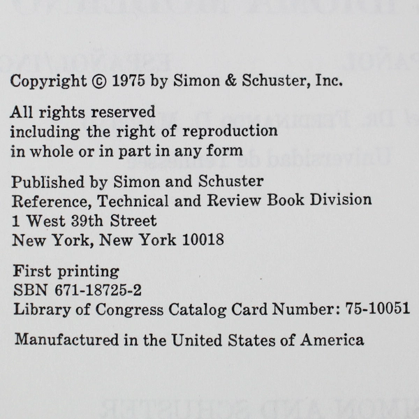 Modern Language Dictionary English-Spanish F.D. Maurino 1975 Hardcover