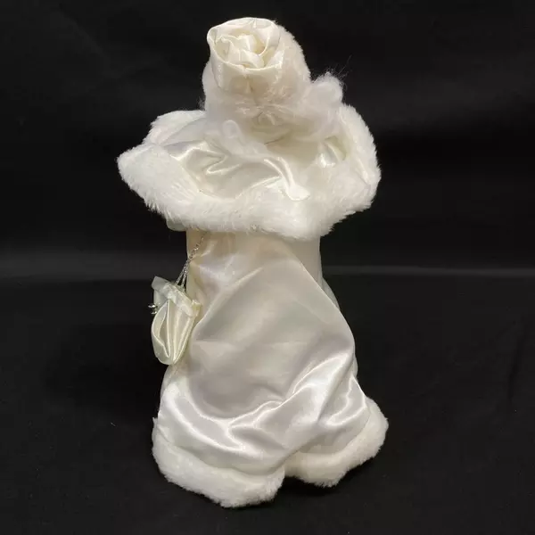 Victorian Santa Claus 12.5" Tree Topper White Silk Fur Trim Vintage Decor