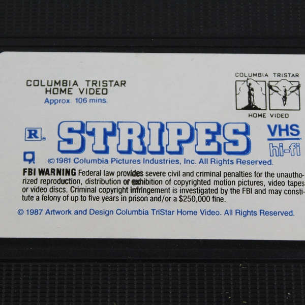 Stripes VHS Video, Bill Murray, 1987