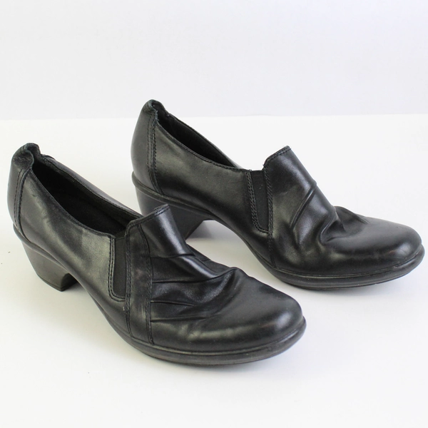 Clarks Partridge Black Leather Slip-On Loafers Women's Size 8.5M