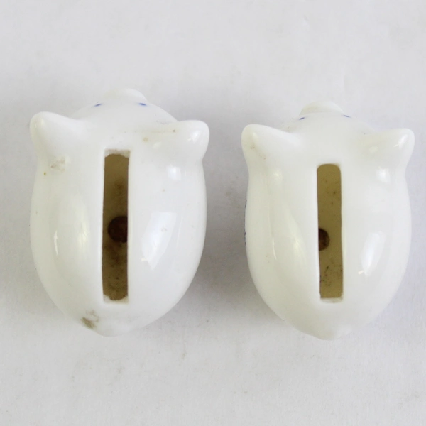 Lot of 2 Miniature Lucky Penny White Ceramic Piggy Banks Randy and Dad