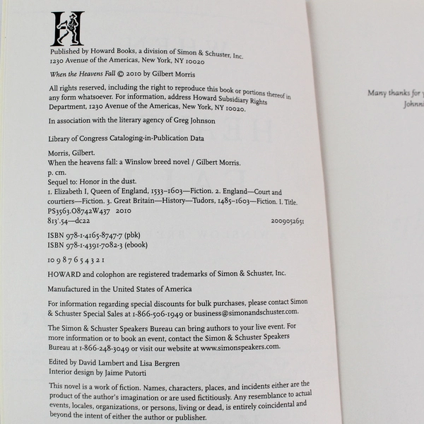 When The Heavens Fall by Gilbert Morris Winslow Breed Series Paperback 2010