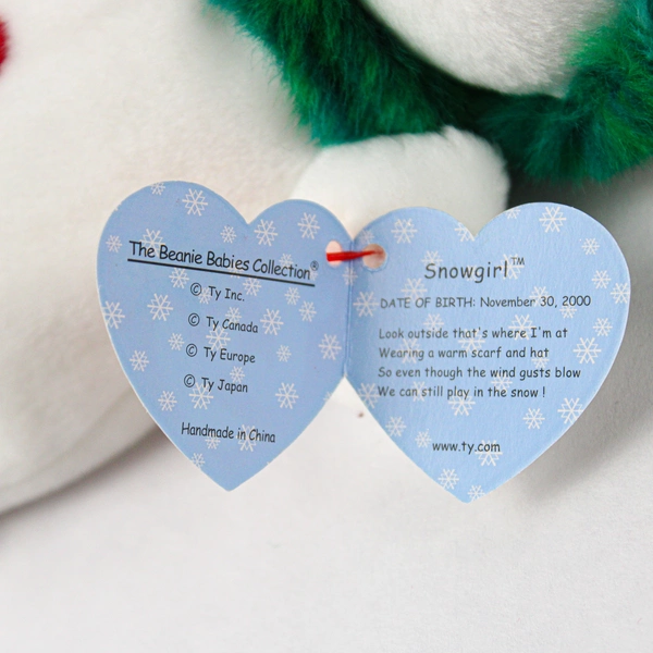 TY Beanie Baby Snowgirl 2000 White Snowman With Tag Plush Doll Toy