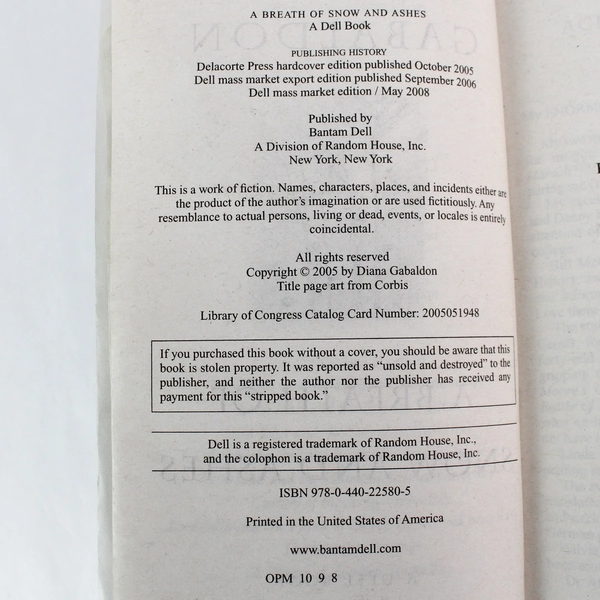 A Breath Of Snow And Ashes by Diana Gabaldon | Outlander Series 2008 PB