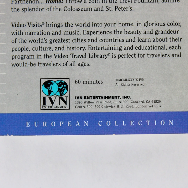 Video Visits: Great Cities of Europe VHS