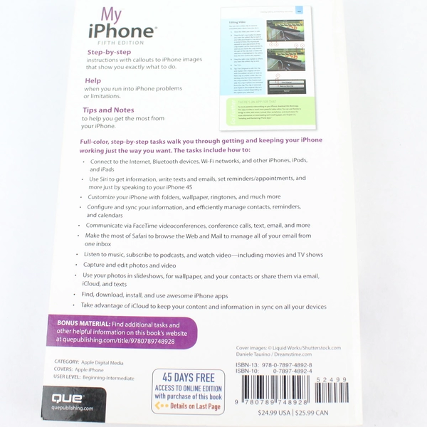My iPhone Fifth Edition for iPhone 3GS 4 and 4S Paperback Brad Miser