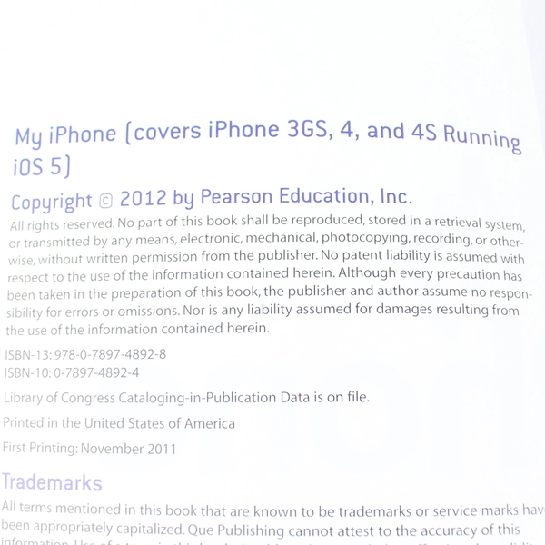 My iPhone Fifth Edition for iPhone 3GS 4 and 4S Paperback Brad Miser