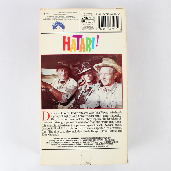 John Wayne Hatari VHS 1991 2-Tape Set