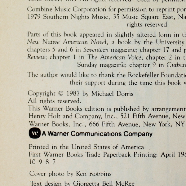 Yellow Raft in Blue Water by Michael Dorris 1988 Trade Paperback, Good Condition