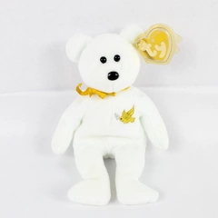 TY Beanie Baby Holy Father 2005 White Gold Bear With Gold Tag Plush Toy