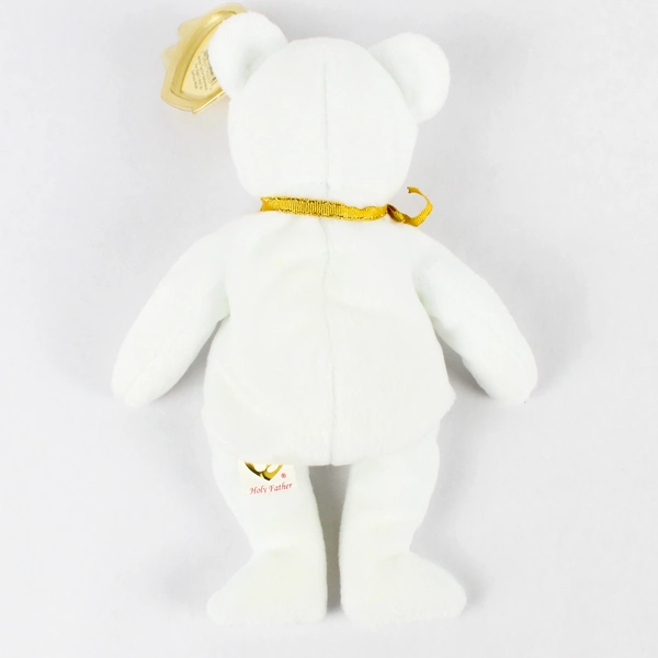 TY Beanie Baby Holy Father 2005 White Gold Bear With Gold Tag Plush Toy