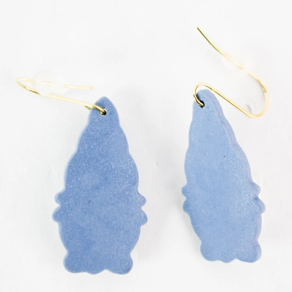 Handcrafted Blue Polka Dot Gnome Earrings - Unique & Whimsical Design