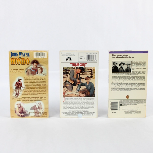Lot of 3 John Wayne Western VHS Tapes Hondo True Grit and Rio Bravo