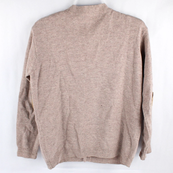 Woolovers Beige Button-Front Wool Cardigan Women's Size Small Elbow Patch