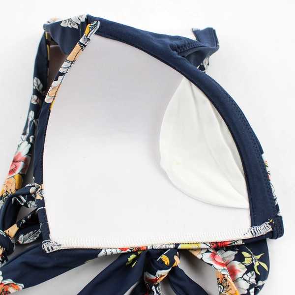 Unbranded Navy Blue Floral Pattern Bikini Top Women's Size 14