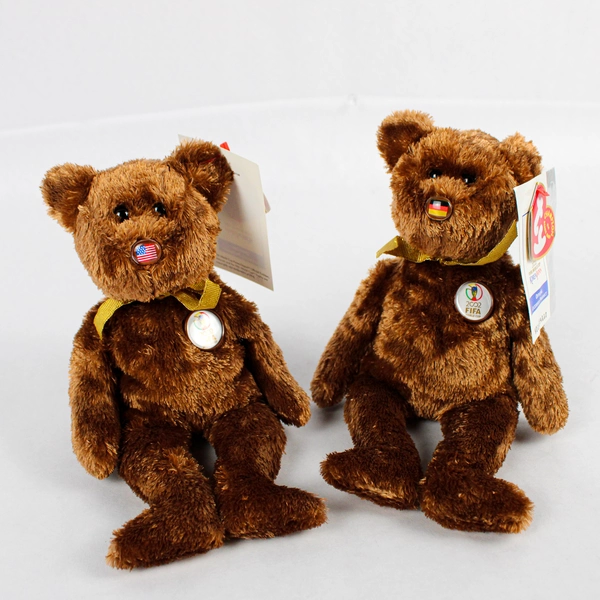 Lot of 2 TY Beanie Baby Champion 2002 USA & Germany Bears With Tags Plush Toys
